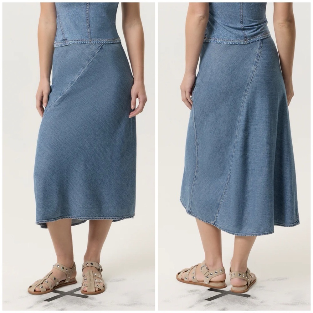 New Rag & Bone Ultra Featherweight Lisbon Skirt Denim Waverly Sz 10
